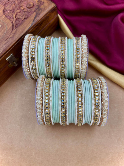 Traditional Pista Kundan Bangles