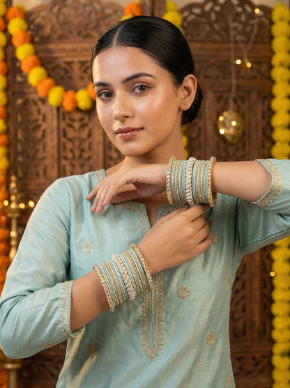 Ethnic Sky Pearl Kundan Set