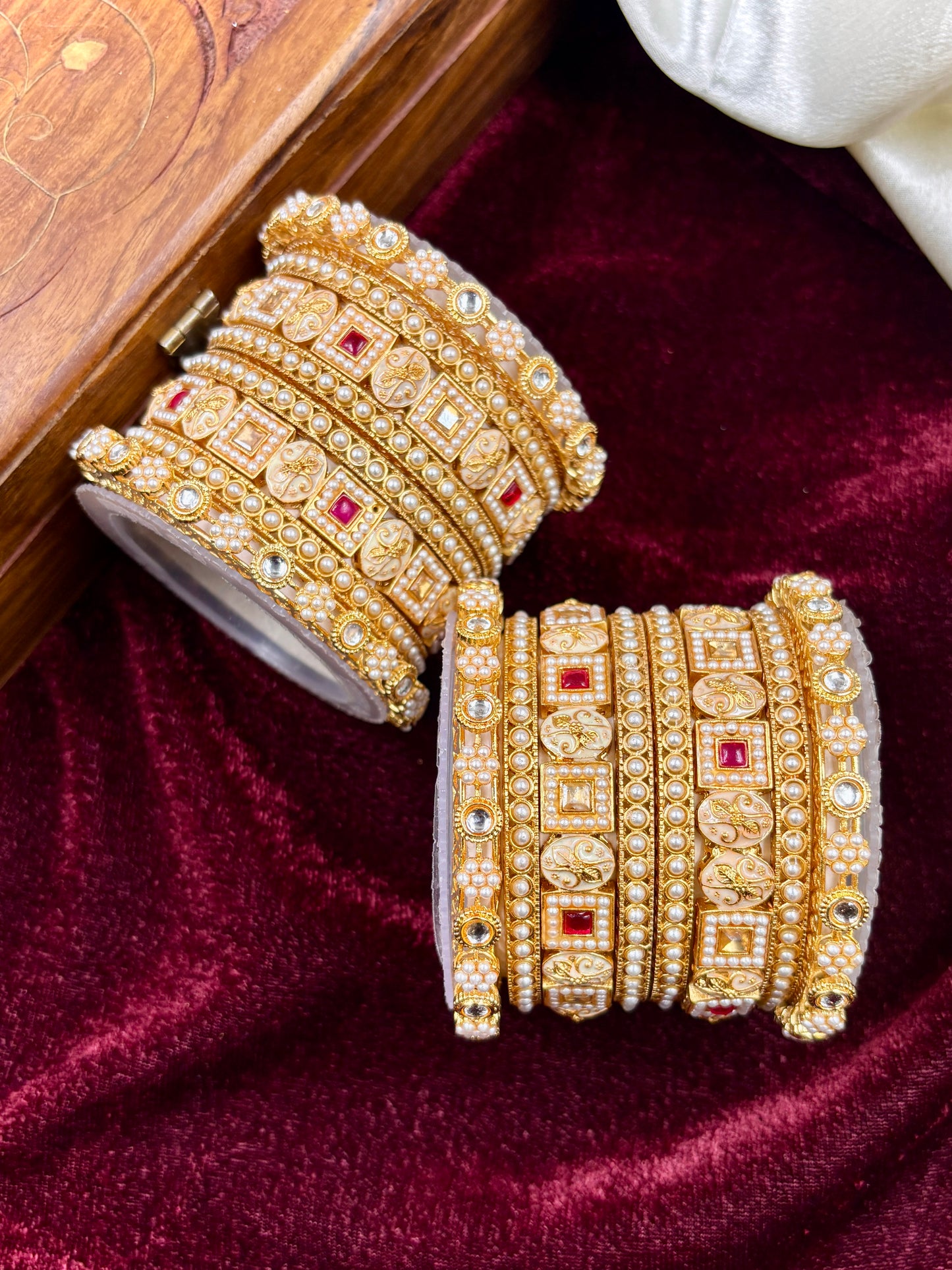 Traditional Pearl Gold Bangles