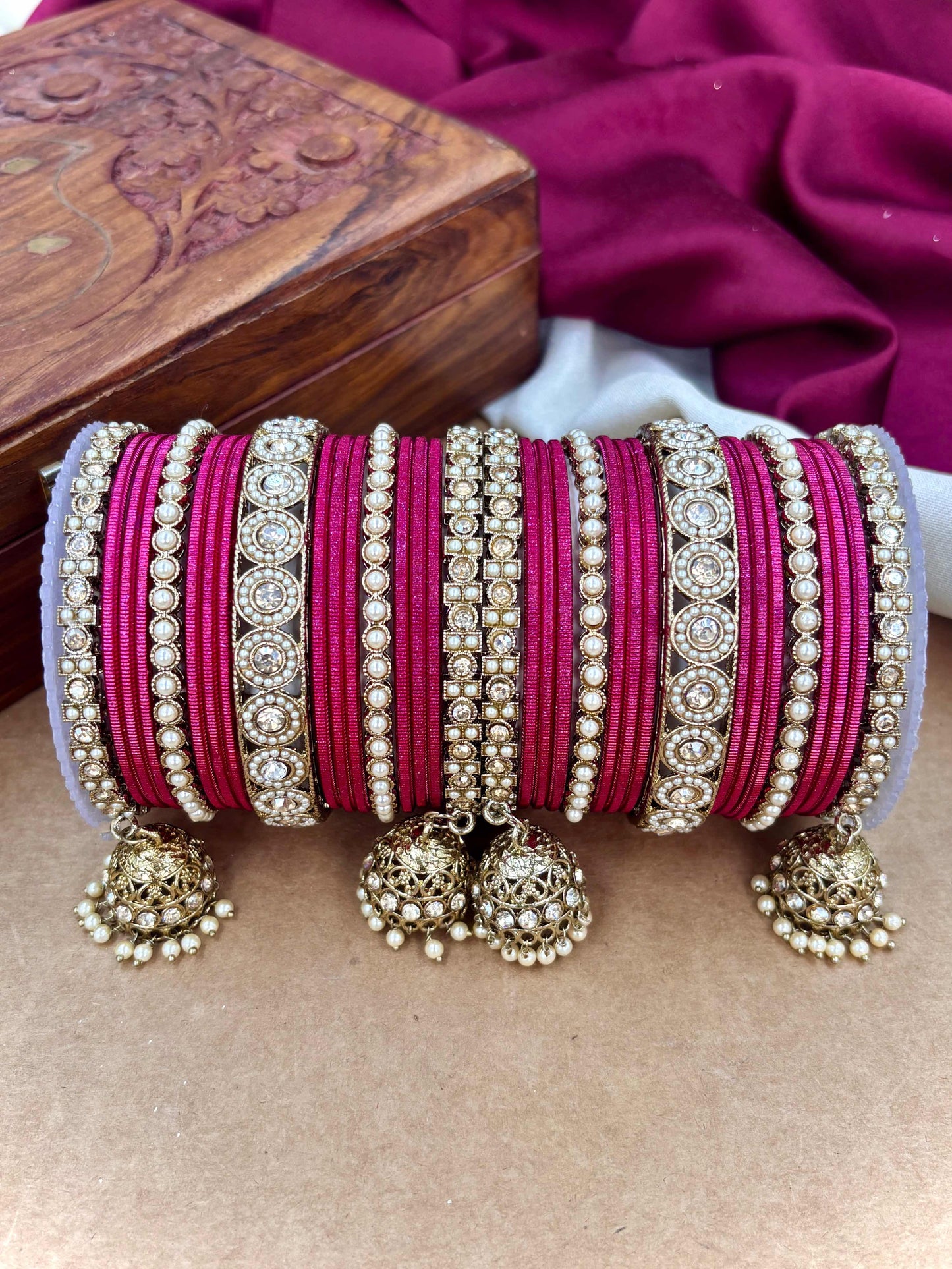 Ethnic Strawberry Antique Finish Bangles Set