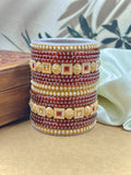 Trendy Maroon Glass Bangles Set