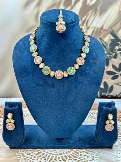 MintPink Kundan Jewellery Set