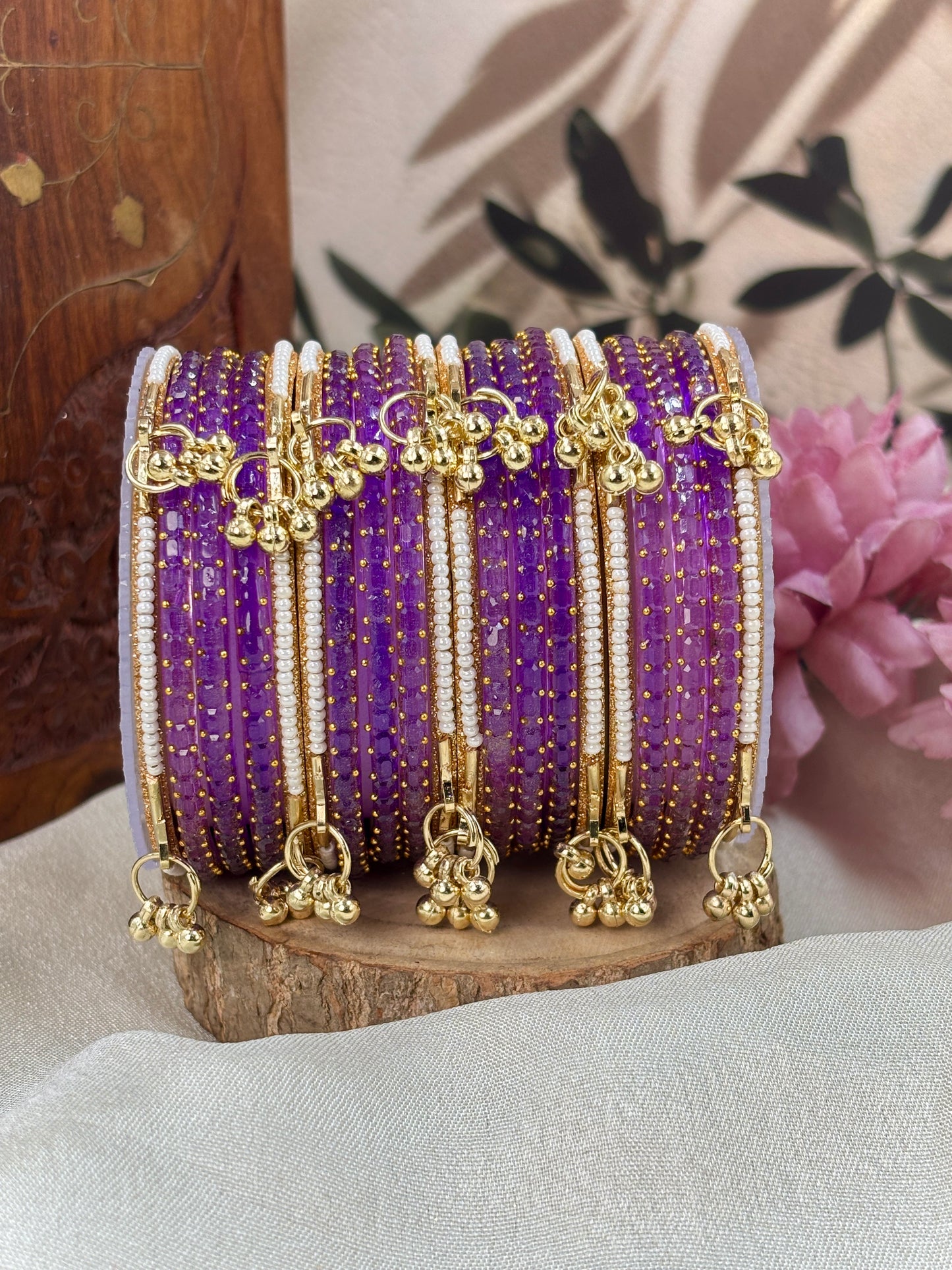 Kashmiri Ghunghroo Bangle Set - LAVENDER