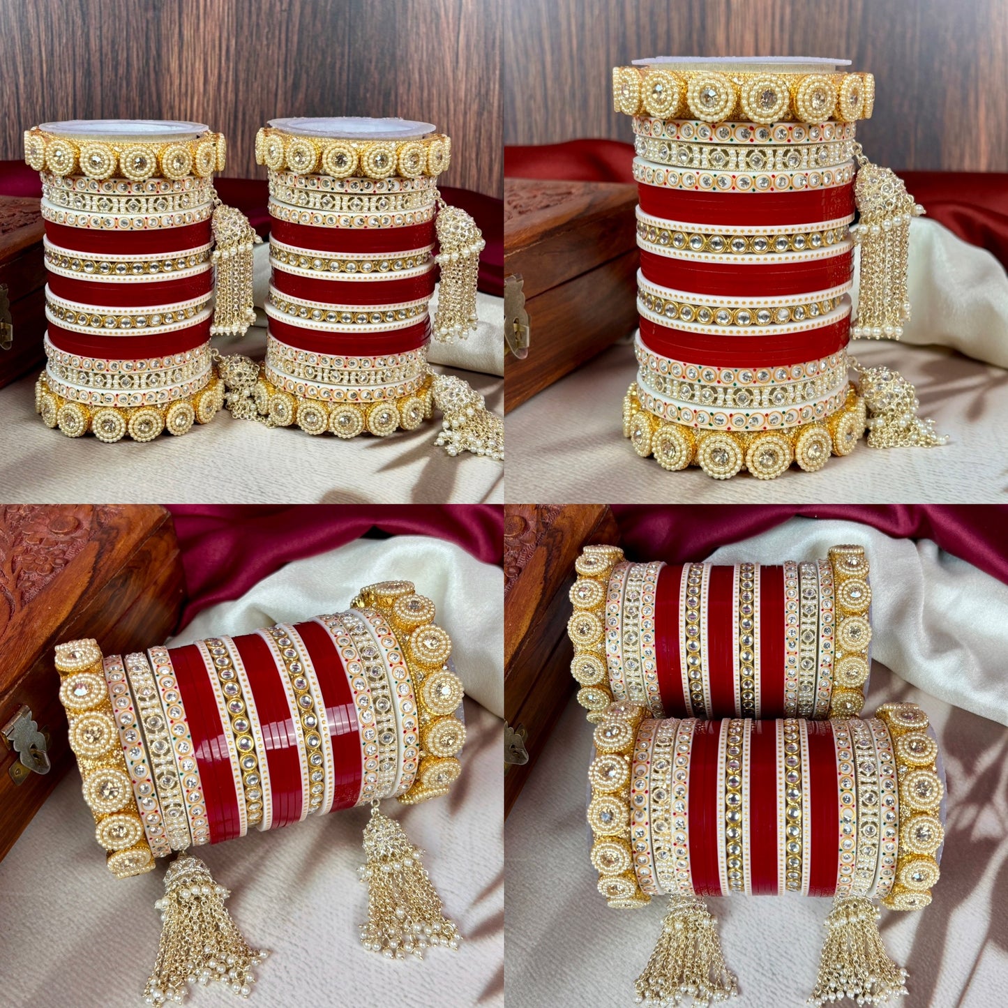 Traditional Red Hanging Punjabi Wedding Chura