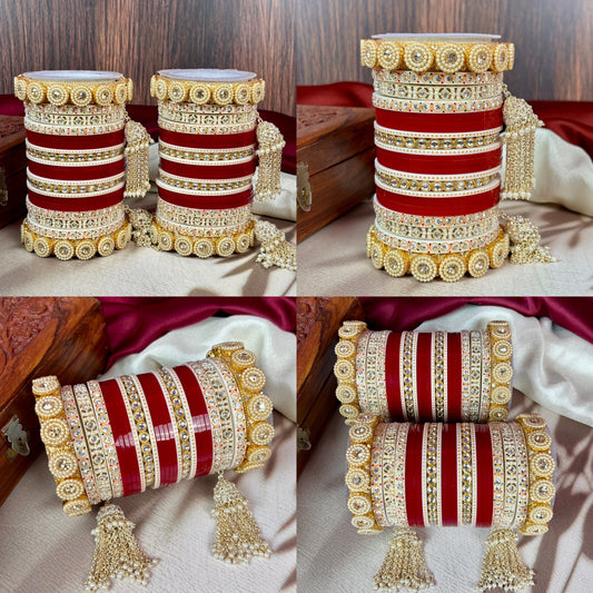 Traditional Red Hanging Punjabi Wedding Chura