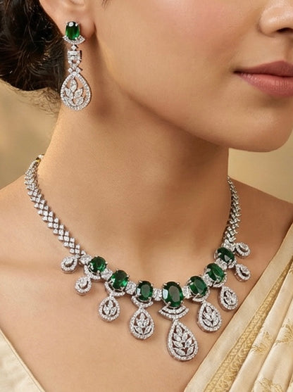 Green AD Stone Necklace Set