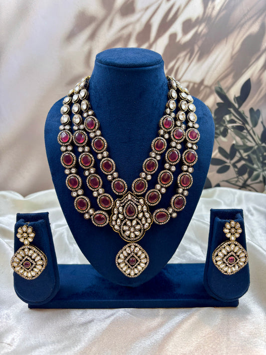 Vintage-Inspired Three-Layer Rani Victorian Necklace Set