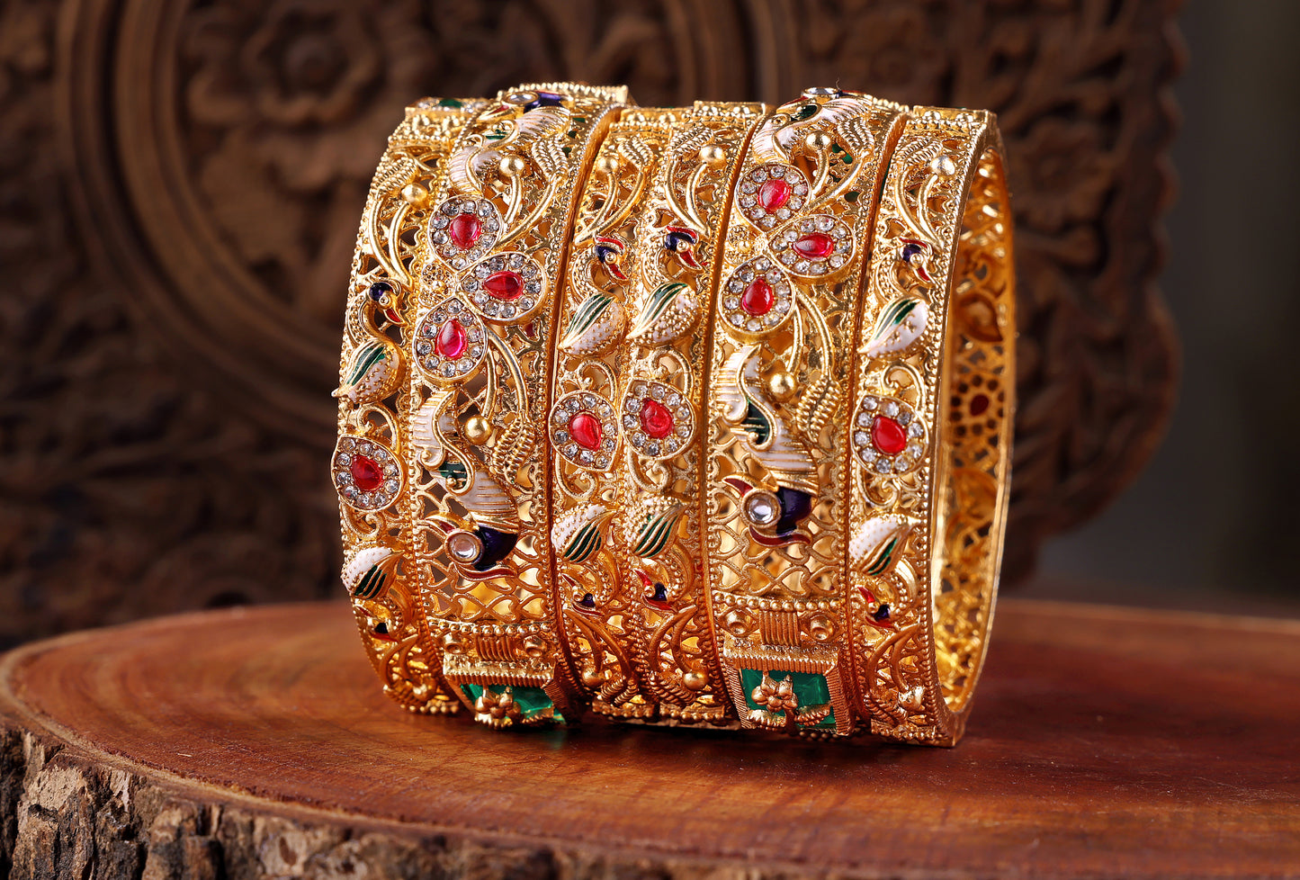Peacock Meenakari Bangles