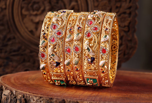 Peacock Meenakari Bangles