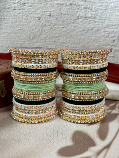 Bridal Kundan Velvet Bangles Set