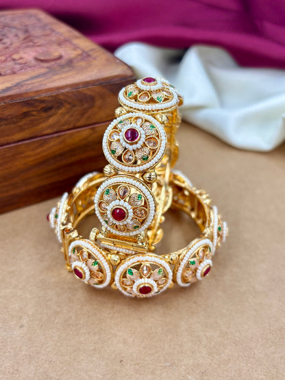 Designer Pearl Meenakari Openable Kada for Saree & Lehenga