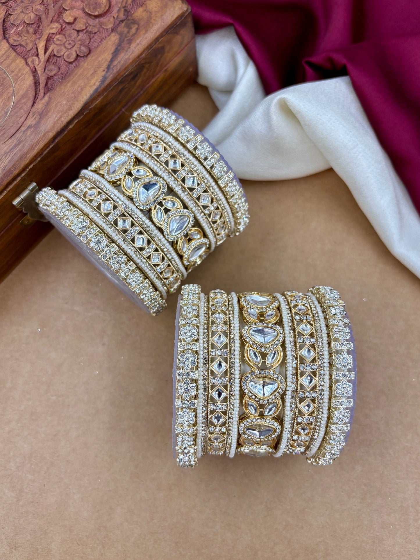 Bridal Pearl Kundan Bangles Set