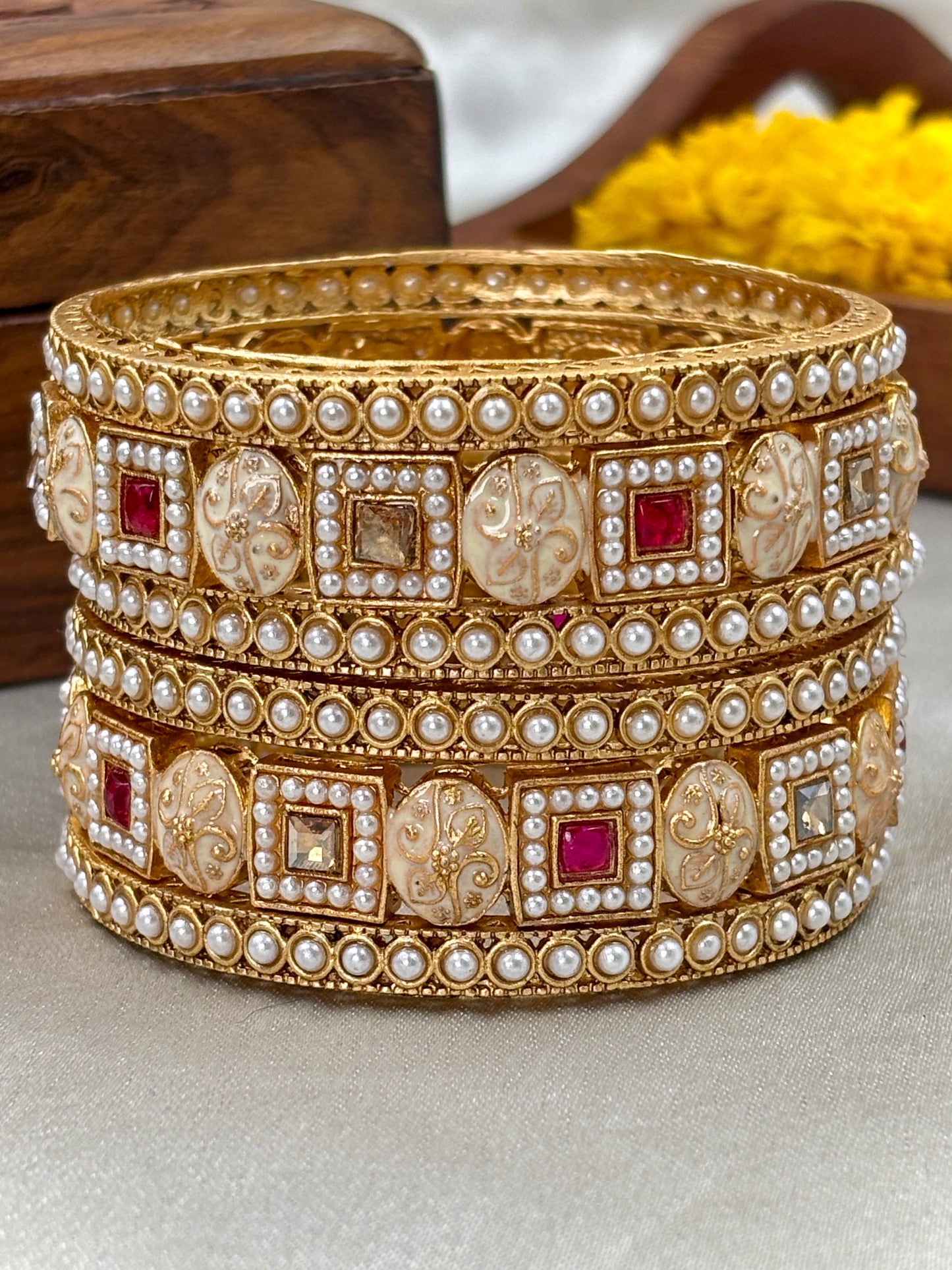 Traditional Pearl Bangles Set