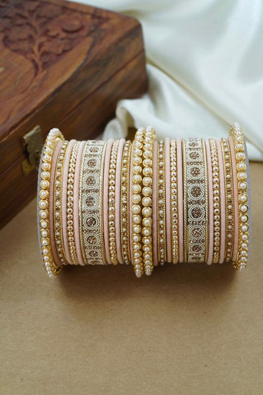 Decorative bangles on a wooden surface by hitesh bangles