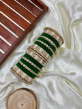 Green Sapphire Kundan Hanging Bangles Set for Women | Wedding Chuda By Hitesh Bangles