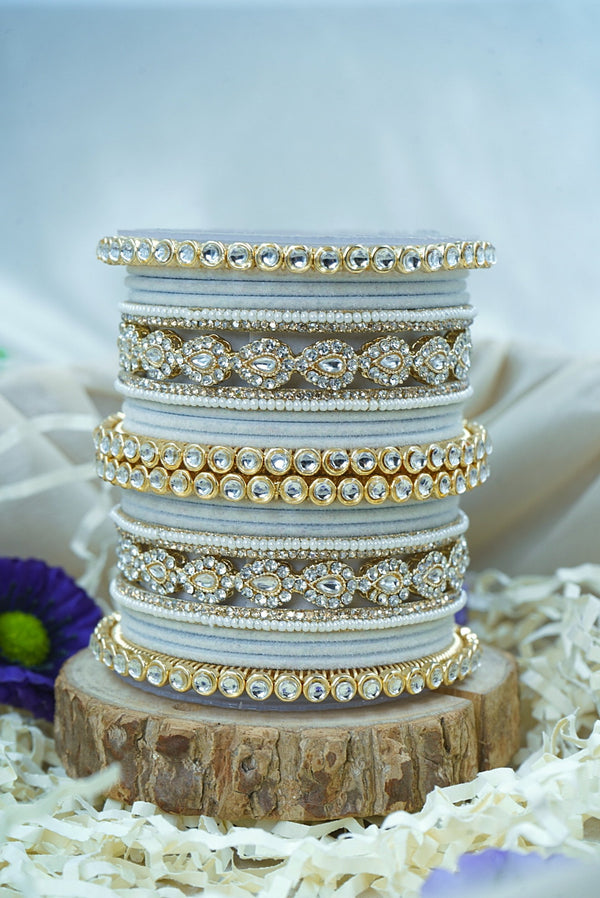 Metal Kundan Velvet Set