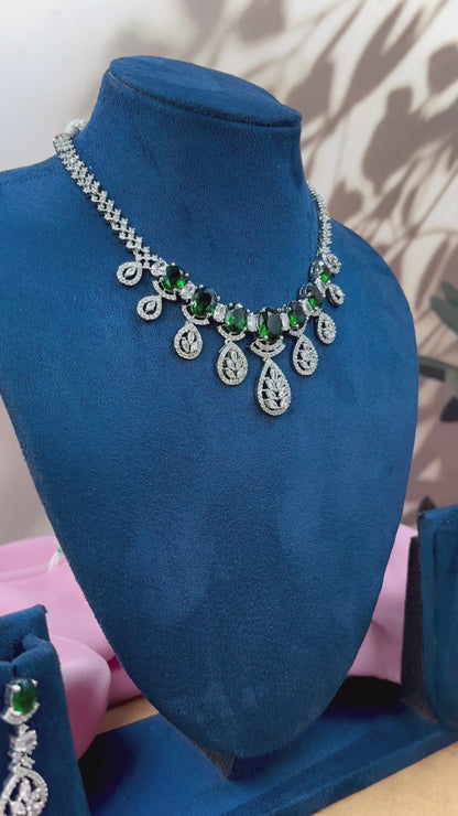 Green AD Stone Necklace Set