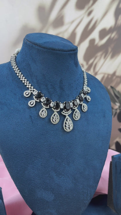 Black AD Stone Necklace Set