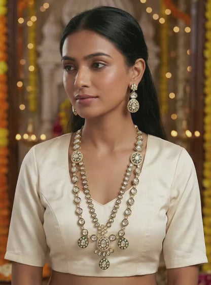 Maharani Style Long Polki Haar Necklace