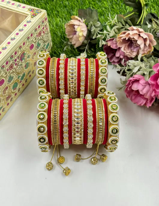 Kundan Hanging Bangle Set