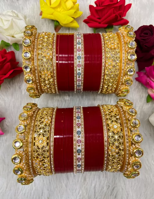 Attractive maroon & golden new design Punjabi Chuda 14