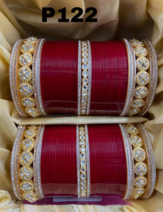 Attractive maroon & golden new design Punjabi Chuda 16