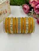 Kundan velvet bangle set