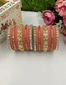 Kundan velvet bangle set