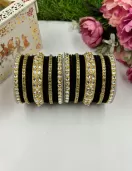 Kundan velvet bangle set