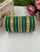 Kundan velvet bangle set