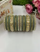 Kundan velvet bangle set