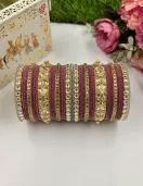 Kundan velvet bangle set