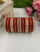 Kundan velvet bangle set