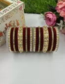 Kundan velvet bangle set