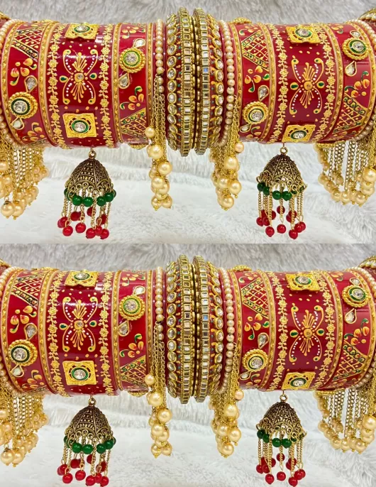 Beautiful Bridal Rajwadi Chuda With Latkan 57